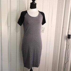 LNA Women's Modal Blend T-Shirt Dress Gray Black Short Sleeve Size Med *NWT*